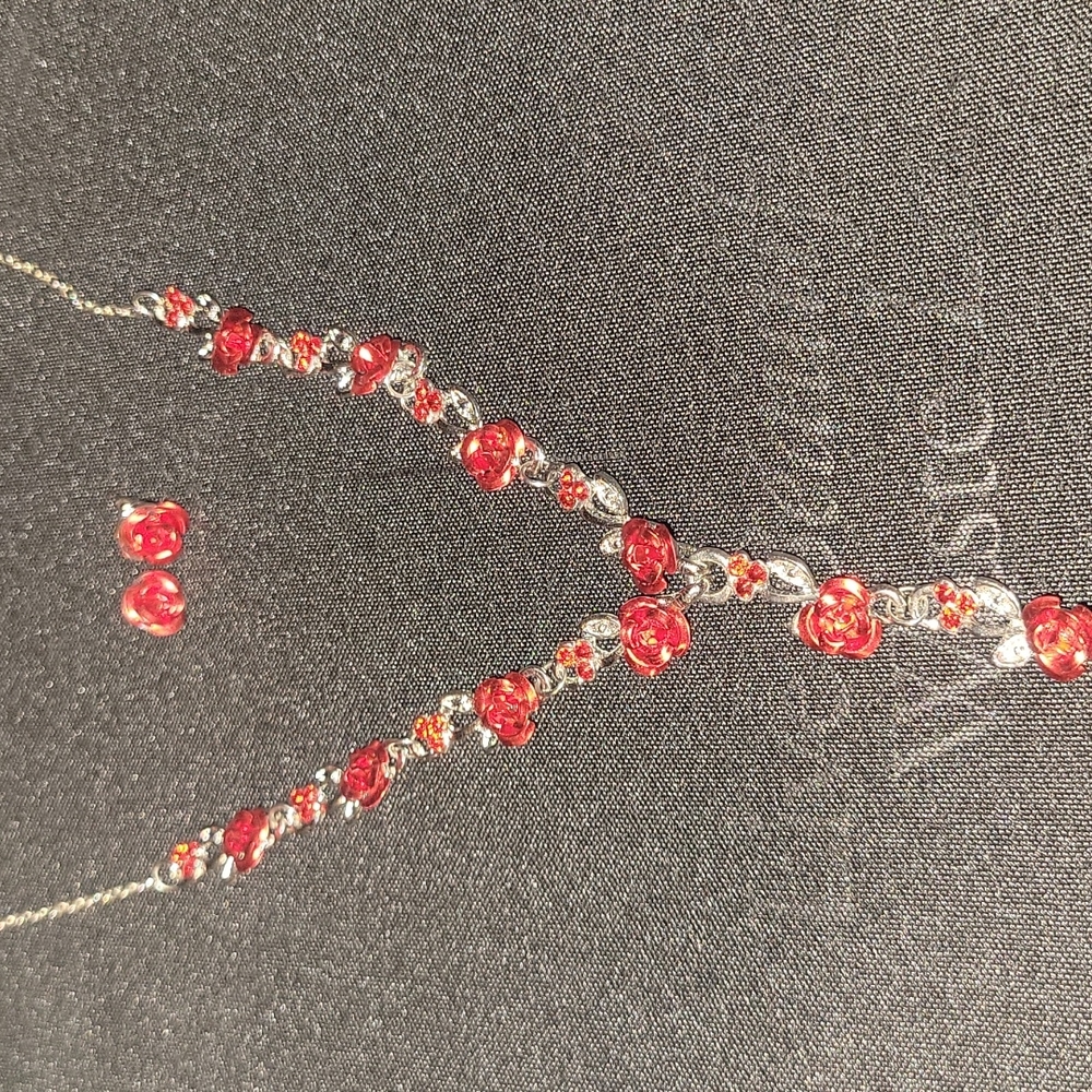 Beautiful rose necklace and earrings